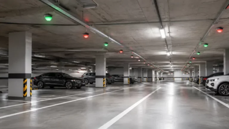 Indicadores de vagas de estacionamento em LED para orientação visual