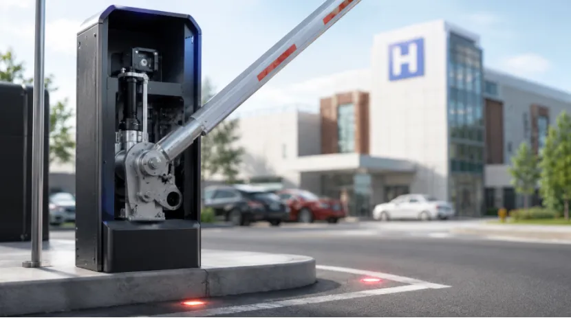 Parking barrier gate motor and ground sensors
