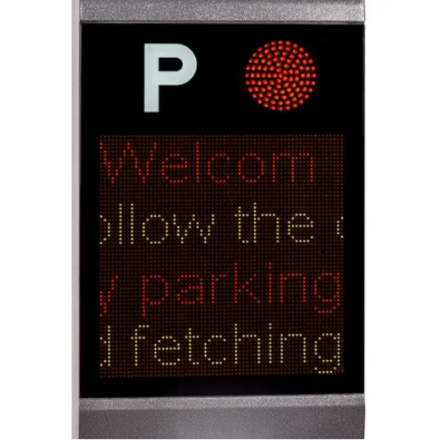 Digital LED parking display screen with guidance text