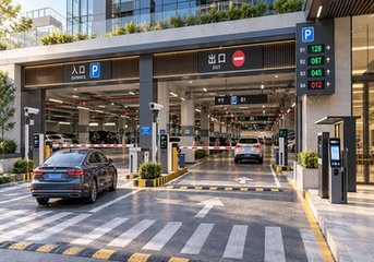 ANPR camera and barrier gate at a parking entrance